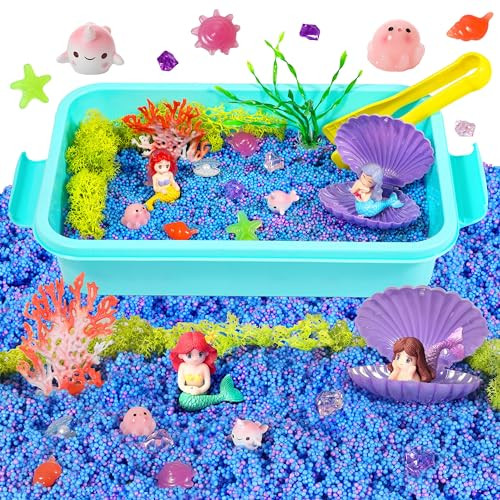Carolart Mermaid Sensory Bin for Girls, Mermaid Toys, Ocean Sensory Kit | Amazon (US)