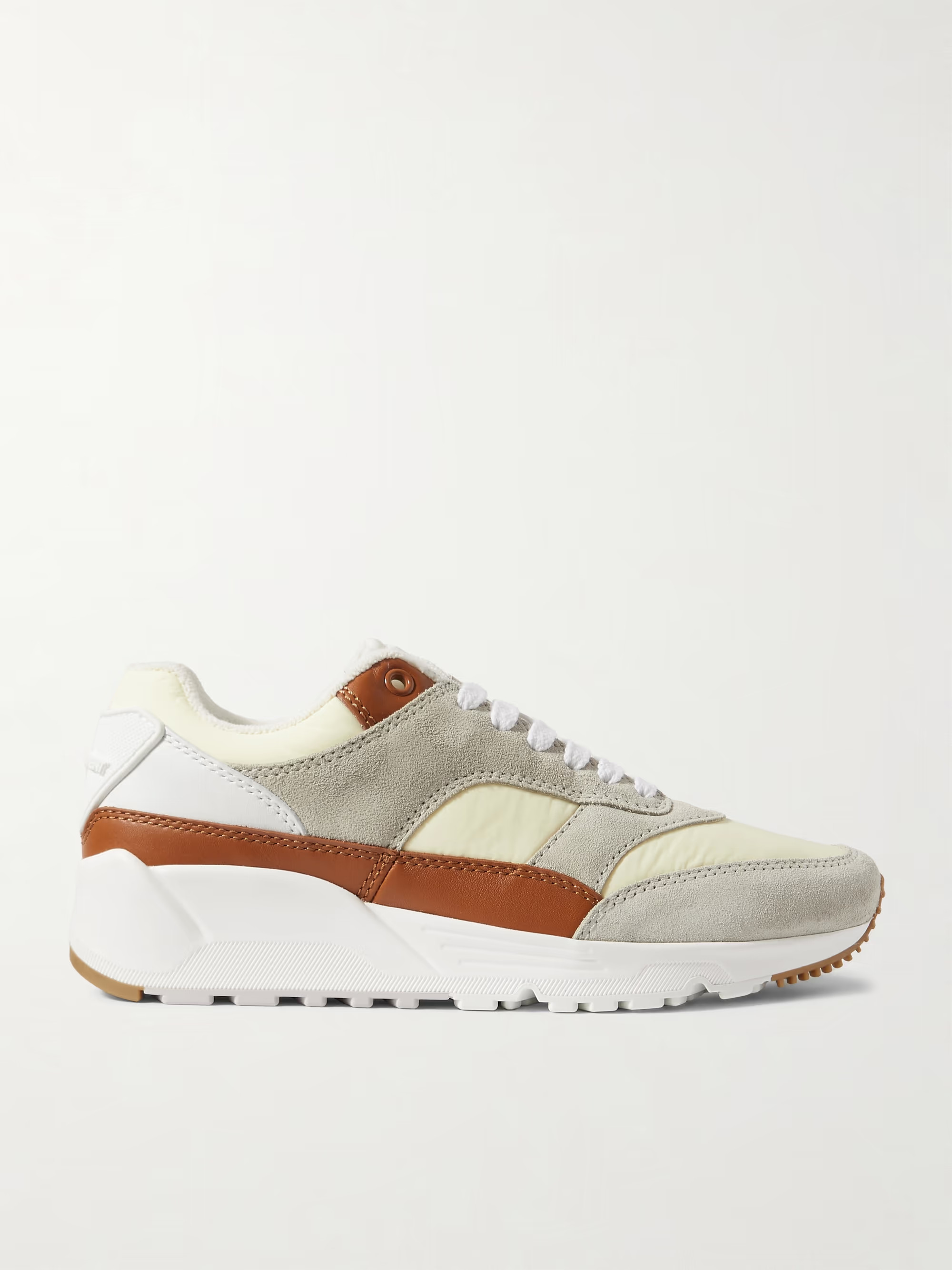 Bump rubber-trimmed shell, leather and suede sneakers | NET-A-PORTER APAC
