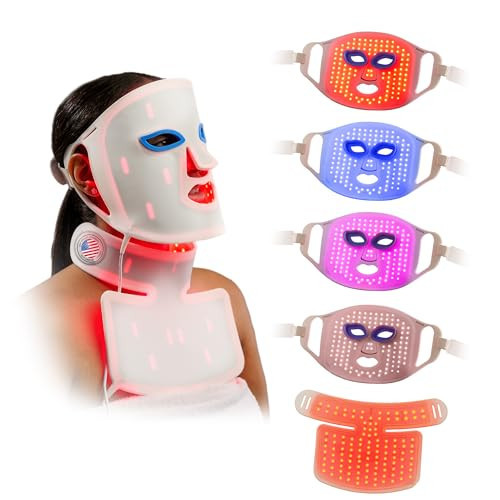 Lifepro Red Light Therapy Face Mask - LED Light Therapy Mask with 3 Colors for Face and Neck - Portable Skin Care Device for at-Home Facials | Amazon (US)