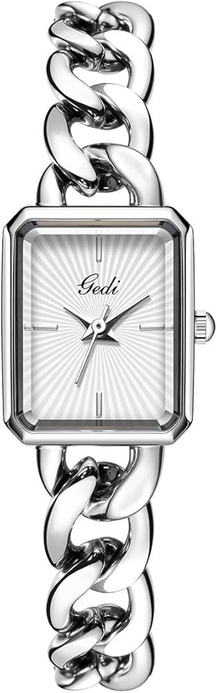 Womens Small Luxury Fashion Rectangular Chain Bracelet Quartz Watch Ladies Stainless Steel Band D... | Amazon (US)