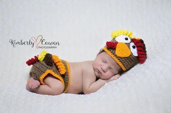 Crochet Turkey Hat Newborn Photography Prop/Baby Shower Gift/Thanksgiving Photo Prop/Diaper Cover... | Etsy (US)