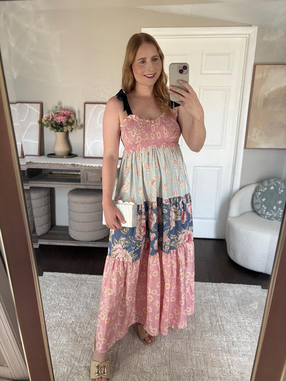 Women Summer Boho Dress Floral Printing Sleeveless Tie Shoulder Flowy Maxi Dress Y2k Beachwear Sundress | Amazon (US)