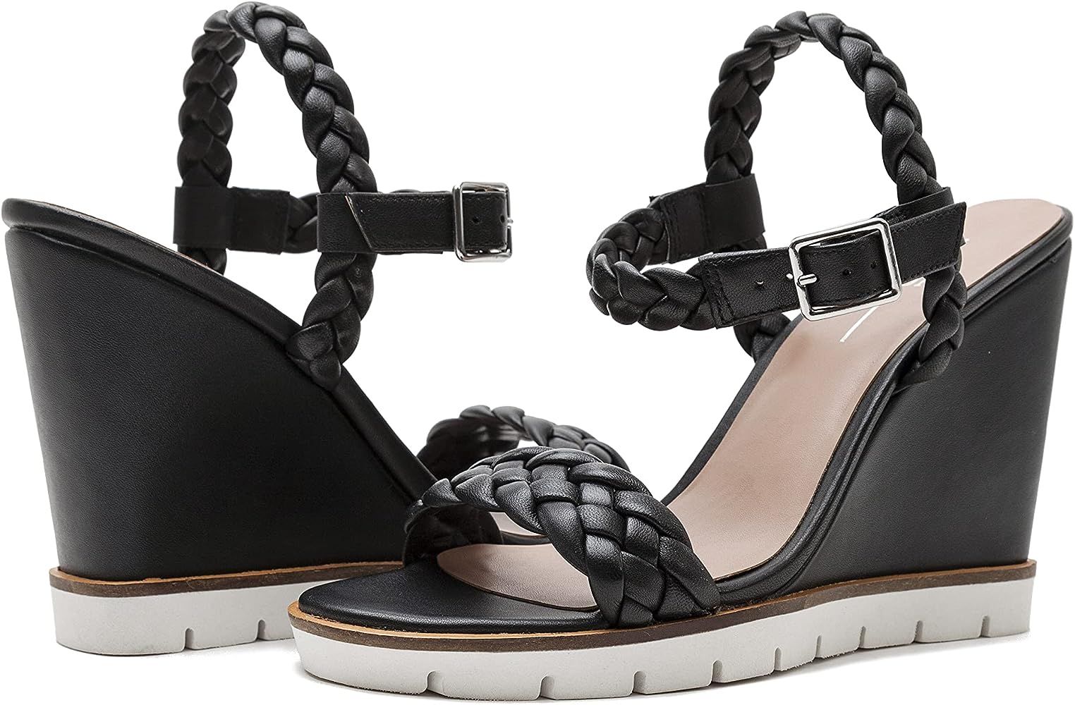 Linea Paolo - ESIE - Womens High Heel Sporty Nappa Leather Wedge Sandal With Hand Braided Straps | Amazon (US)