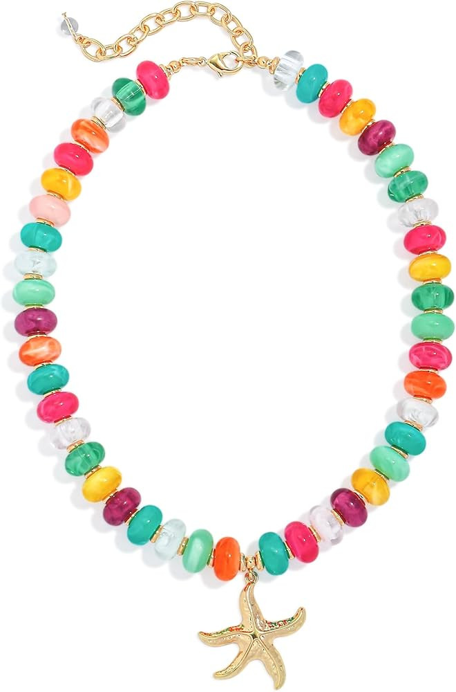 Trendy Beaded Necklace for Women Large 14MM Resin Beads Necklaces Vintage Statement Choker Neckla... | Amazon (US)