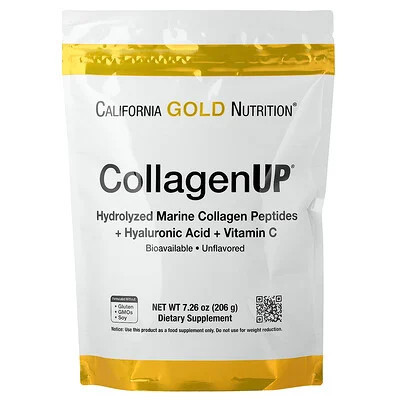 California Gold Nutrition, CollagenUP®, Hydrolyzed Marine Collagen Peptides with Hyaluronic Acid and Vitamin C, Unflavored, 7.26 oz (206 g) | iHerb