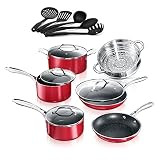 Granite Stone Red Cookware Sets Nonstick Pots and Pans Set– 10pc Cookware Sets |+ 5 Piece Utensil Se | Amazon (US)