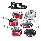 Granite Stone Red Cookware Sets Nonstick Pots and Pans Set– 10pc Cookware Sets |+ 5 Piece Utensil Se | Amazon (US)
