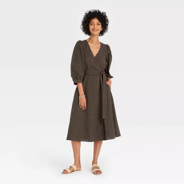 Women's 3/4 Sleeve Wrap Dress - A New Day™ | Target