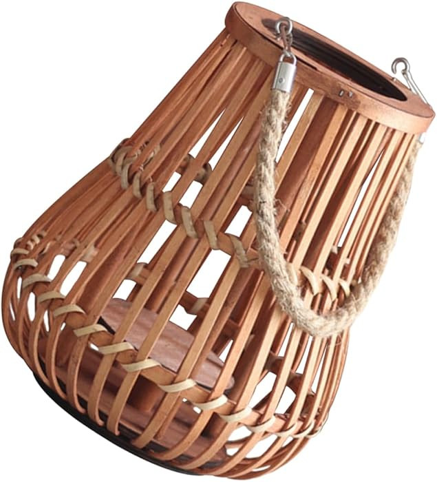Retro Hanging Rattan Lantern Candle Holder for Festive Occasions Vintage Design Stable Base for S... | Amazon (US)
