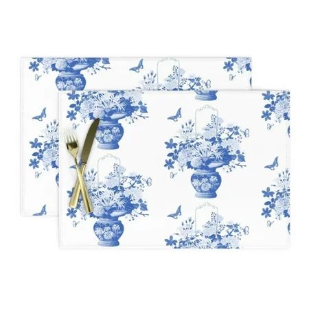 Cloth Placemats Chinoiserie Blue And White Vase Of Flowers Set of 2 | Walmart (US)