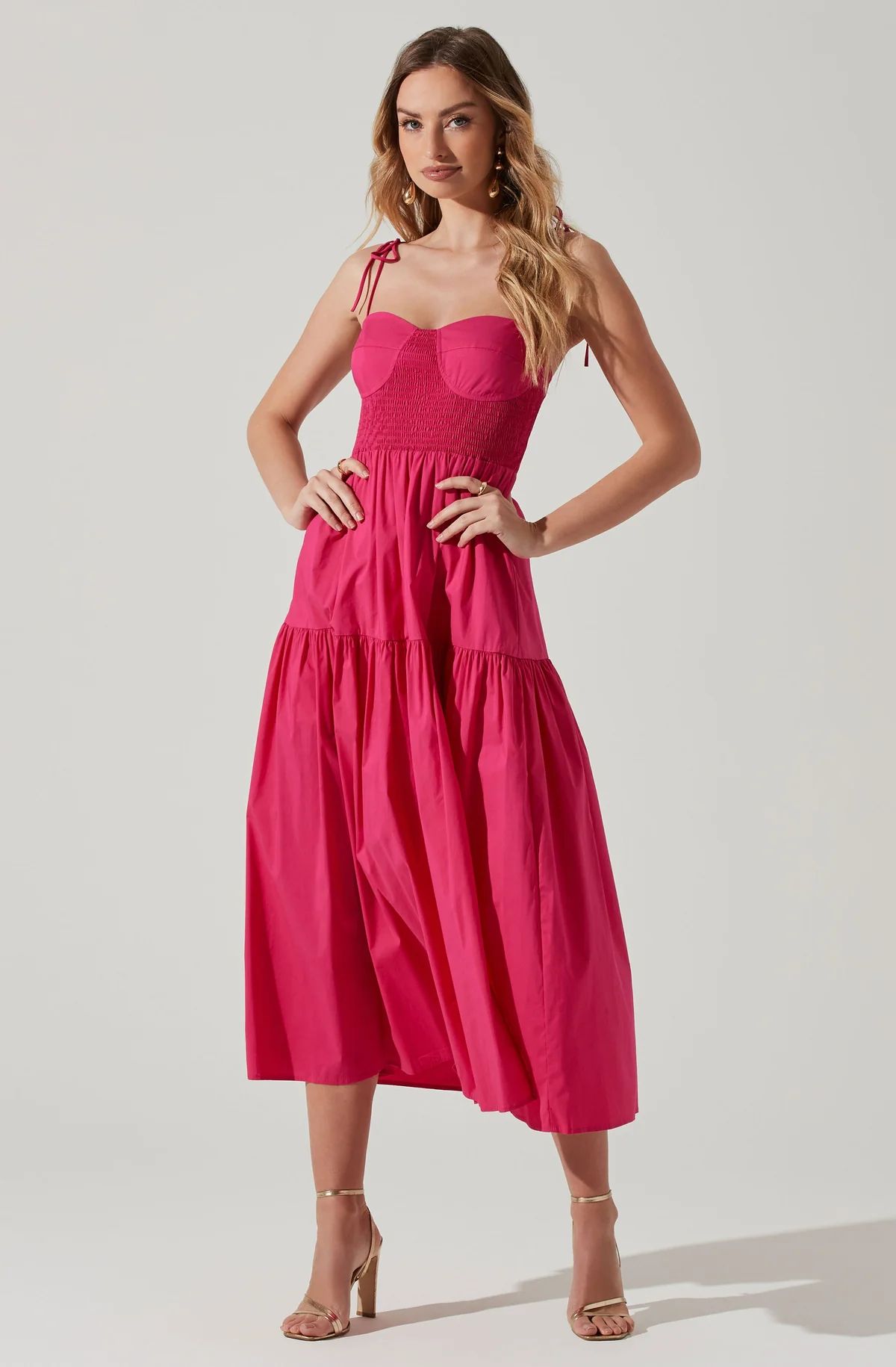Tiered Smocked Midi Dress | ASTR The Label (US)