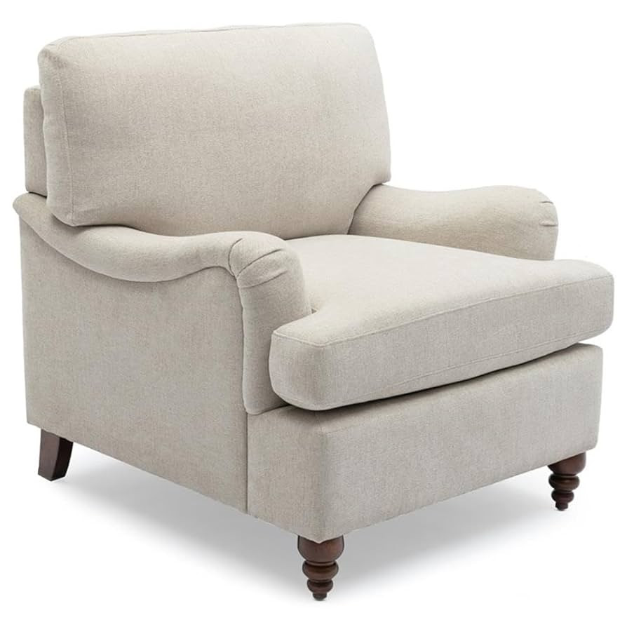 BOWERY HILL Transitional Wooden Fabric Arm Chair in Sea Oat Beige | Amazon (US)