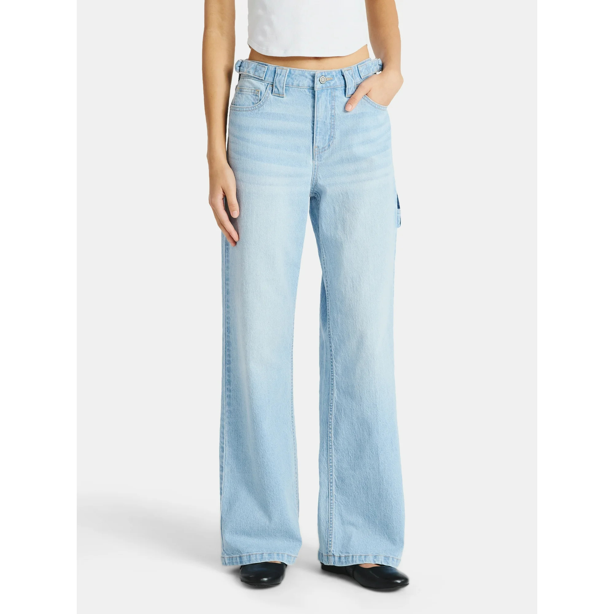 No Boundaries Baggy Carpenter Wide Leg Jeans, 32” Inseam, Women’s | Walmart (US)