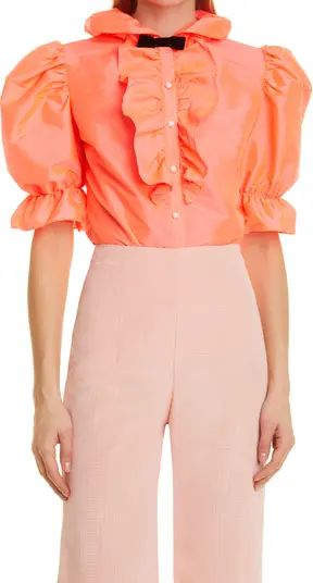 Batsheva Lou Ruffle Poplin Cotton Blouse | Nordstrom | Nordstrom