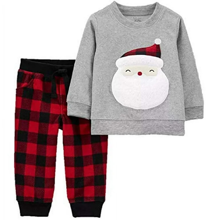 Carters Baby 2pc Christmas Plaid Santa Top and Bottom Set - Just One You (3 months) Red | Walmart (US)