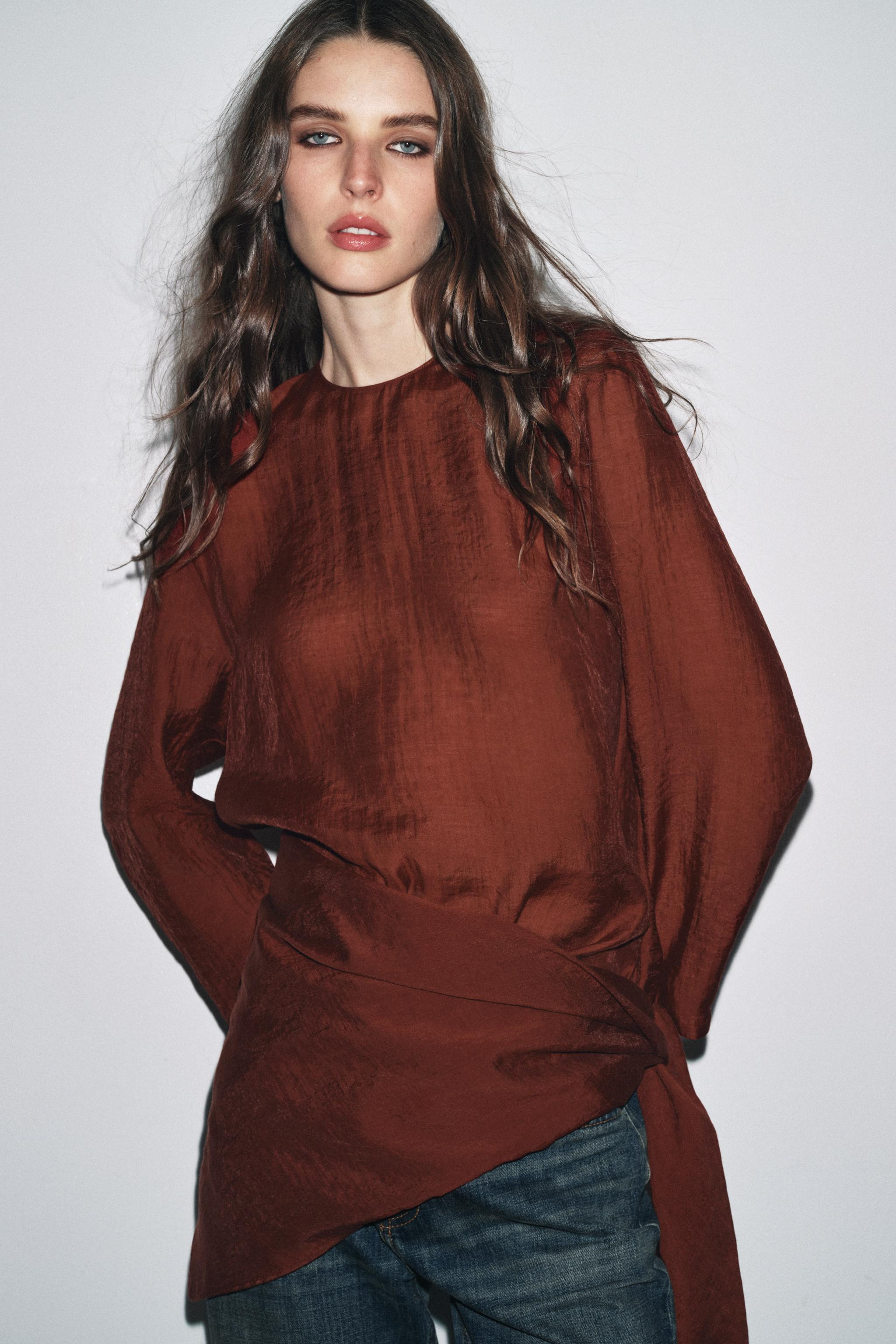 FLOWY BLOUSE WITH MULTI-POSITION SCARF ZW COLLECTION | Zara US