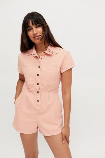 BDG Joey Short Sleeve Coverall Romper | Urban Outfitters (US and RoW)