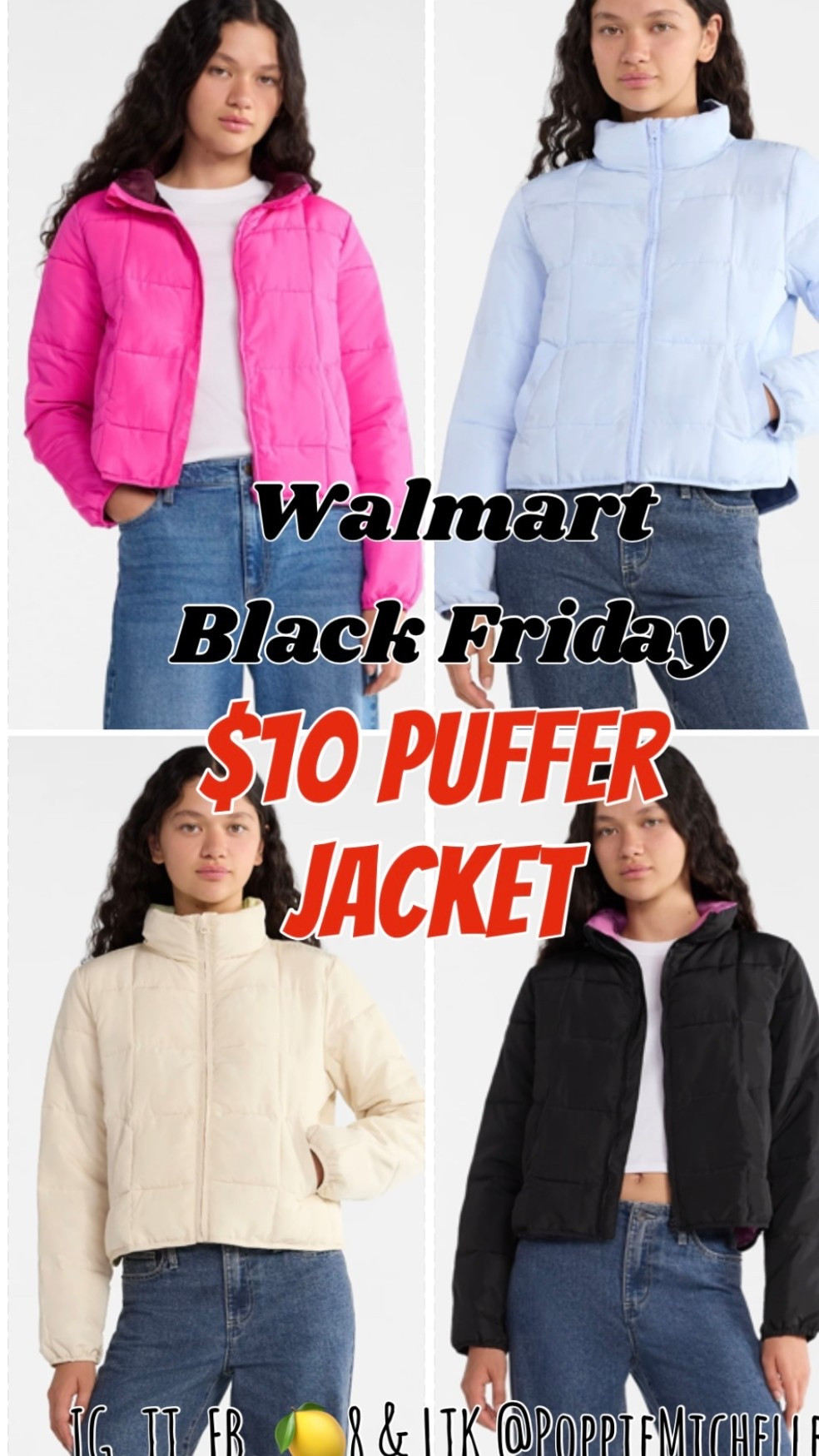 Walmart Black Friday
Packable Cropped Puffer Jacket 
Puffer Coat
Hot Pink Puffer Coat

IG, TT, FB, 🍋8 & LTK @PoppieMichelle

#LTKCyberWeek #LTKSaleAlert