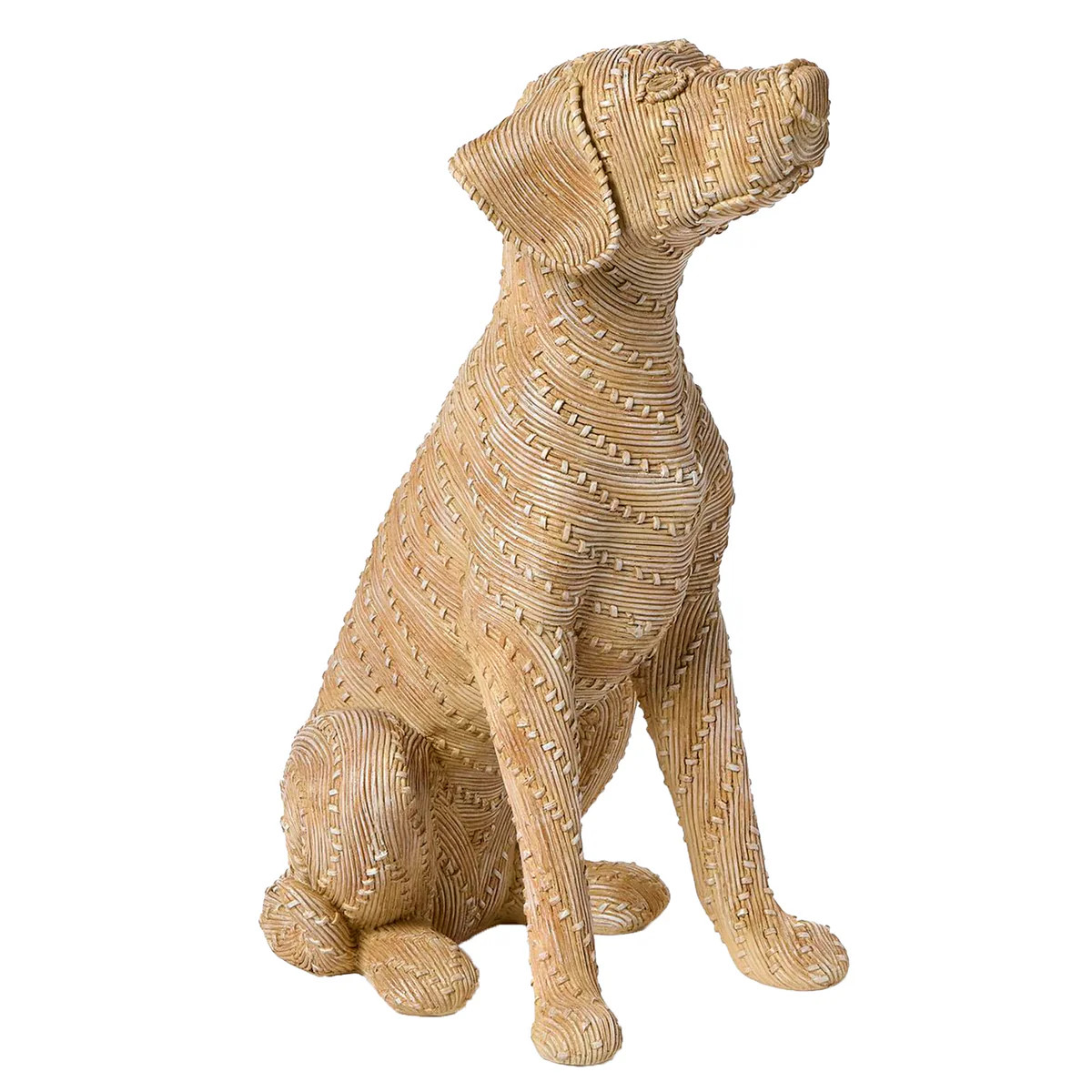 Basket Weave Pattern Sitting Dog Sculpture | The Well Appointed House, LLC