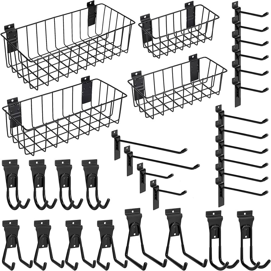 Heavy-Duty Slatwall Baskets and Hooks - Slatwall Accessories for Standard Slatwall Panels | Ideal... | Amazon (US)