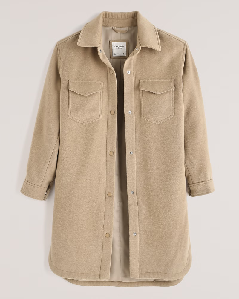 Long Cozy Shirt Jacket | Abercrombie & Fitch (US)