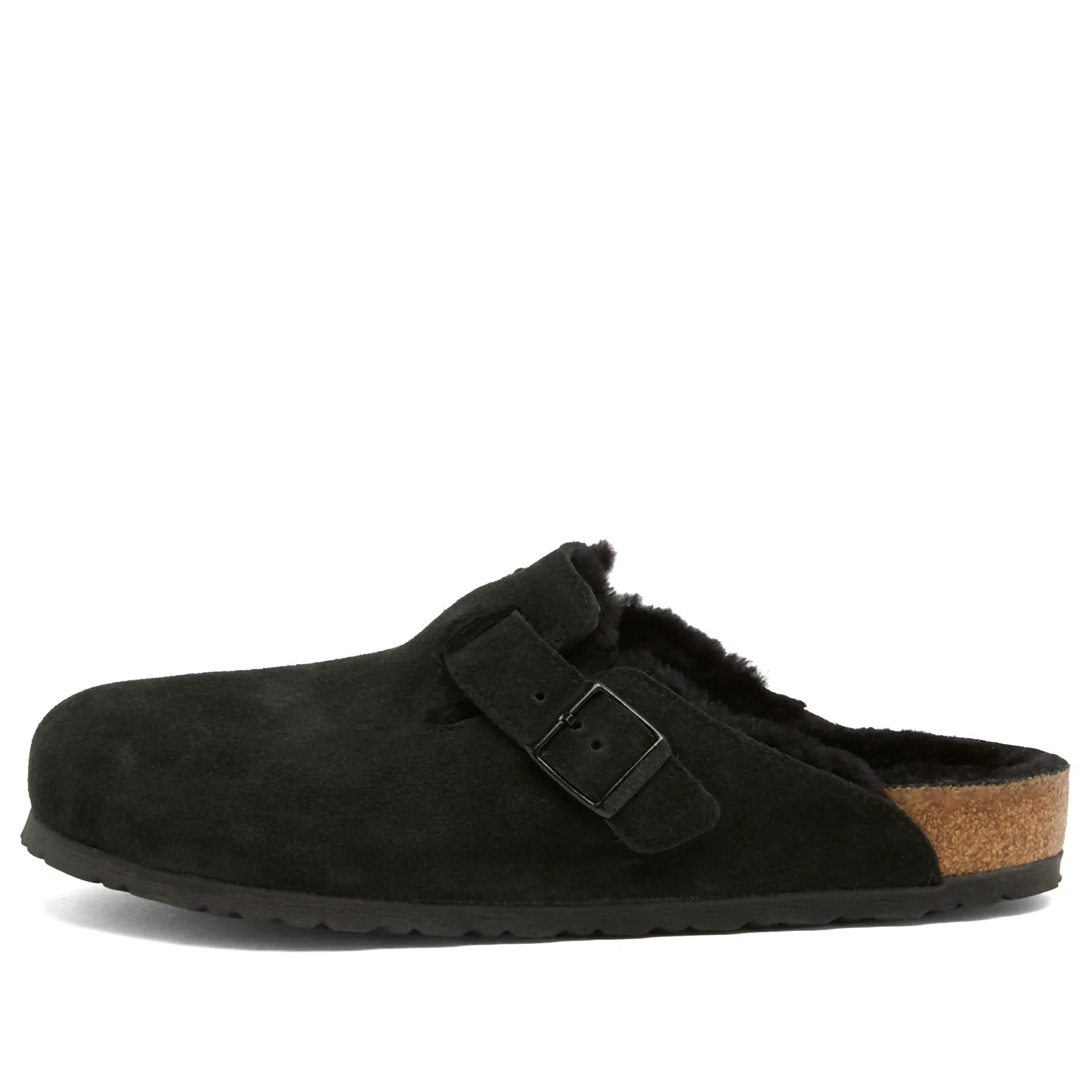 Birkenstock Boston Fur Clog - Black Suede, Size UK 5.5 | END. Clothing