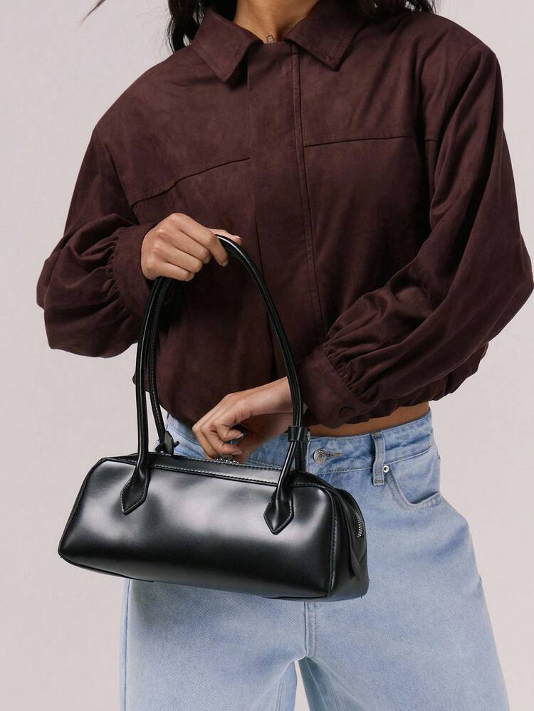 MUSERA Slim Long Strap Faux Leather Bowler Bag | SHEIN