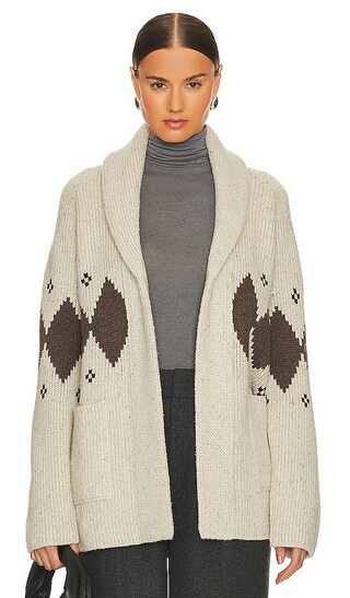 Silas Cardigan in Oatmeal Argyle | Revolve Clothing (Global)