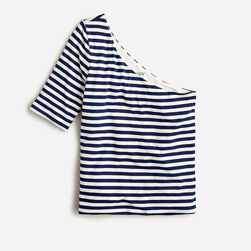 FormKnit one-shoulder elbow-sleeve T-shirt in stripe | J. Crew US