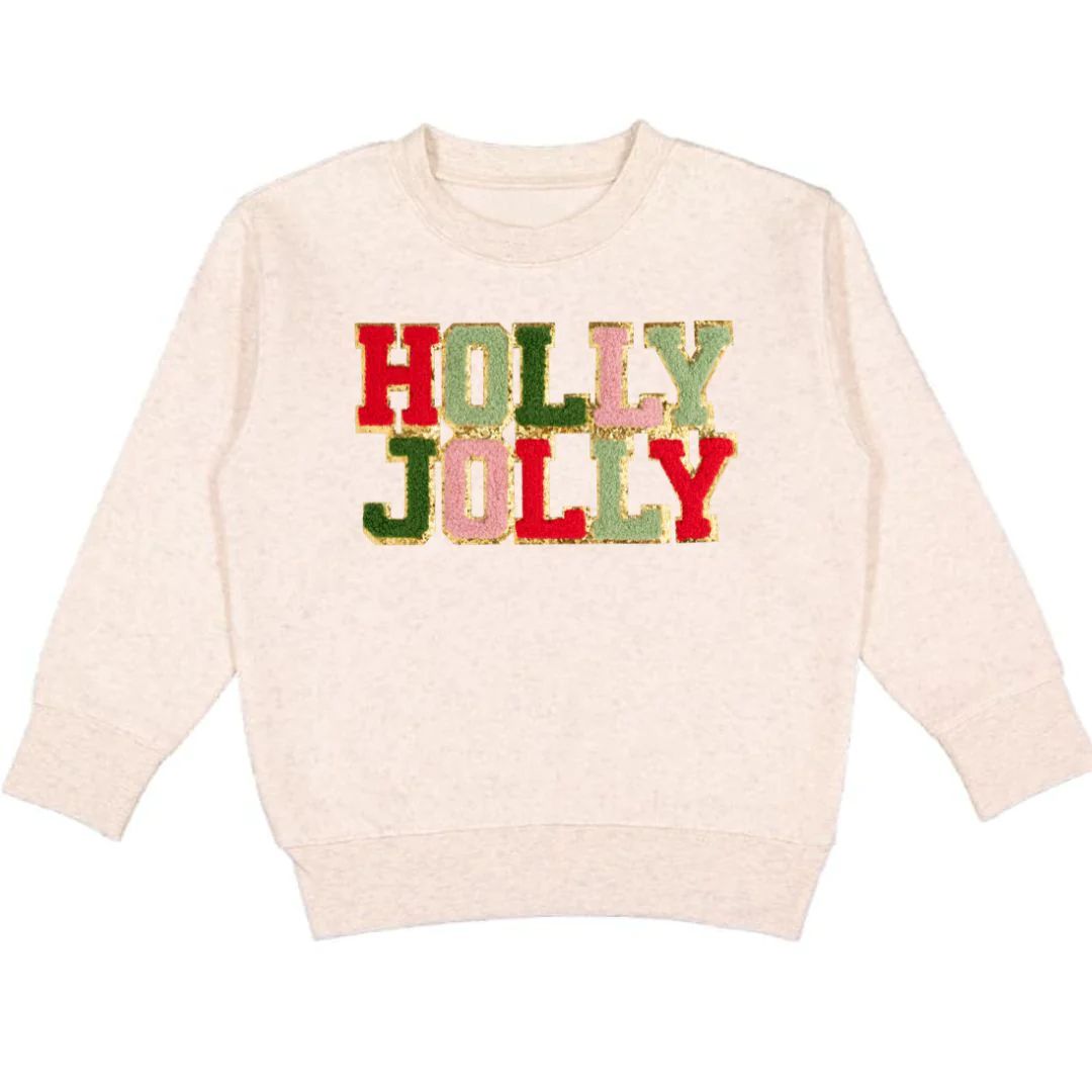 Holly Jolly Patch Christmas Sweatshirt - Natural | Sweet Wink