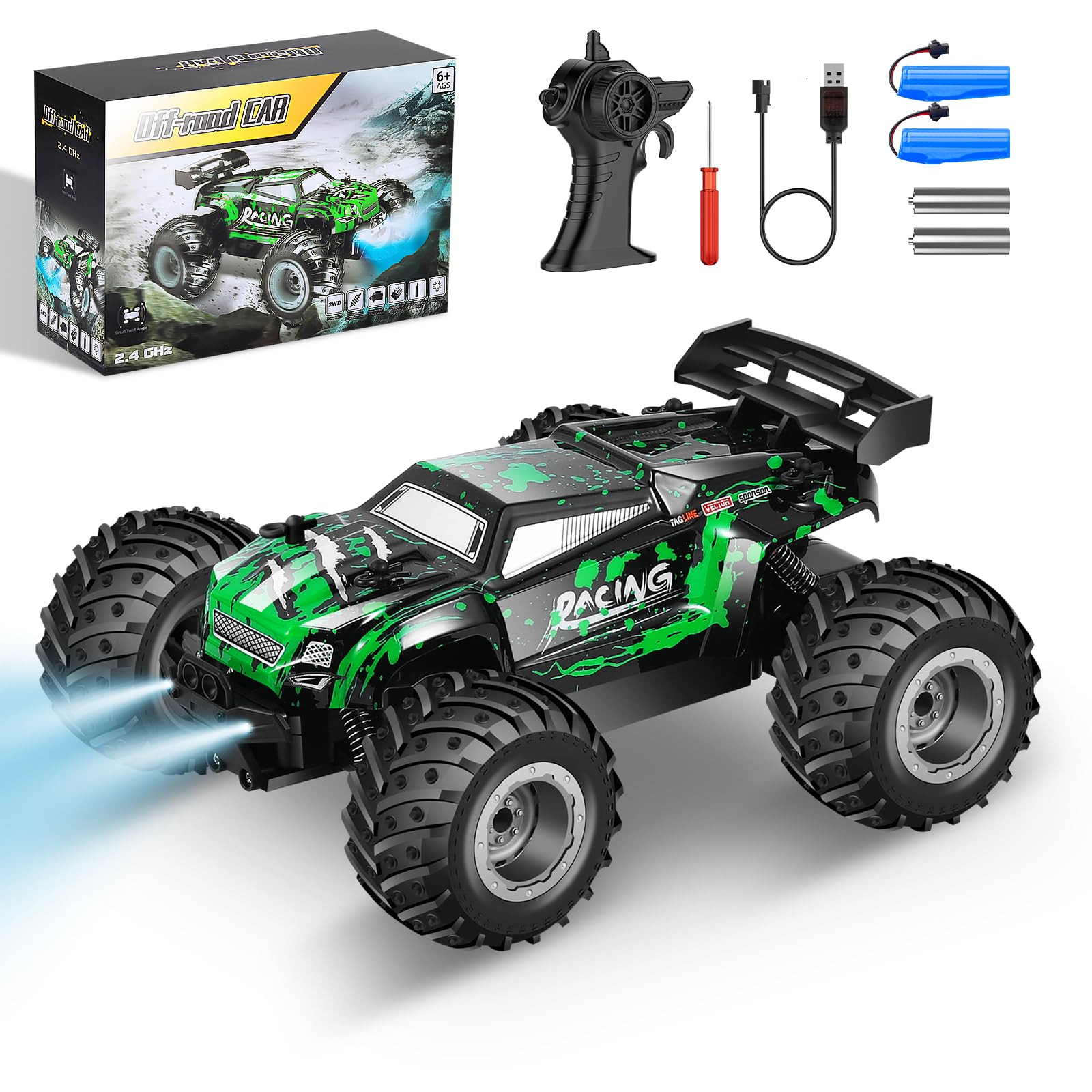 Remote Control Car, All Terrain Remote Control Truck for Boy, 2.4GHz Rc Car with Two Rechargeable... | Amazon (US)
