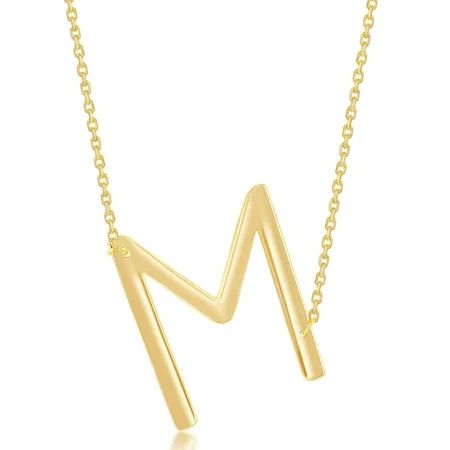 Letter A-Z Sideways 35mm Large Initial Necklace 14k Gold Plated Sterling Silver Jewelry for Women or | Walmart (US)