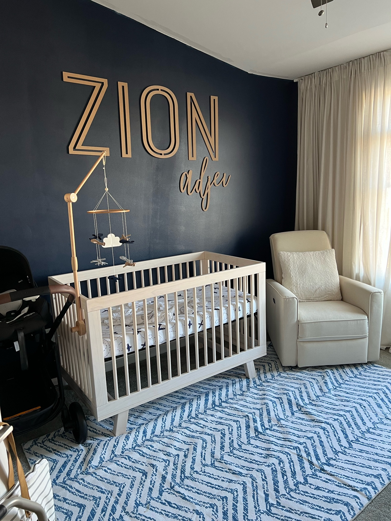 Baby boys first nursery came together so beautifully I can’t wait to work on the one in our new home! #nursery #babyroom #baby #crib #recliner #boynursery #stroller #travelsystem #maxicosi

#LTKFind #LTKbaby #LTKhome