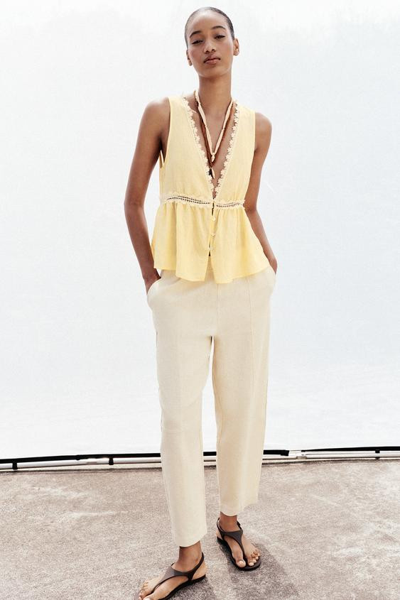 LACE TRIM TOP | Zara UK