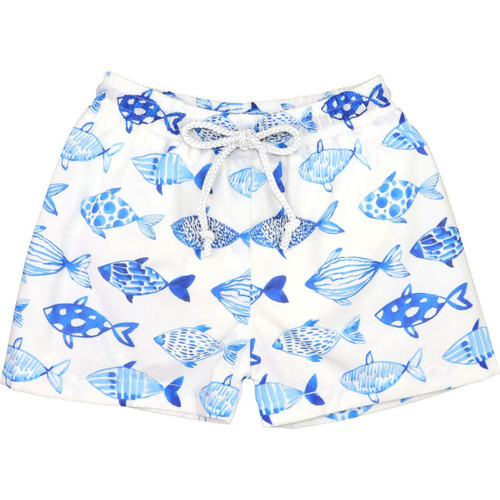 Blue Painted Fish Swim Trunks | Cecil and Lou