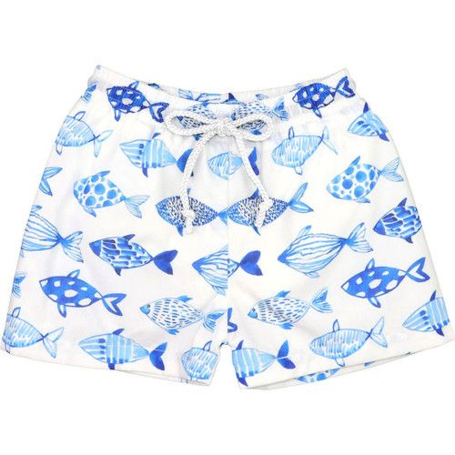 Blue Painted Fish Swim Trunks | Cecil and Lou