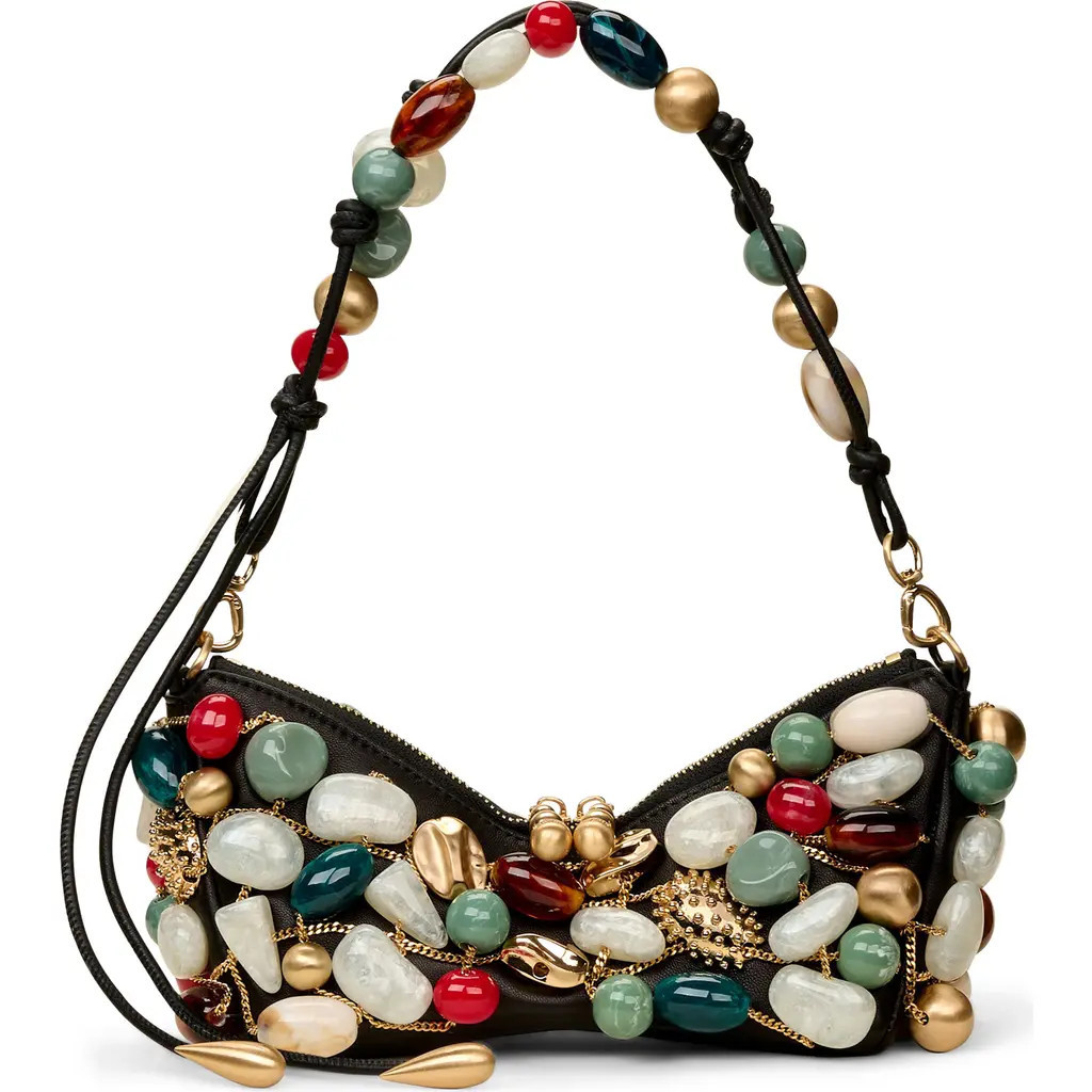 Cult Gaia Mercier Beaded Leather Clutch with Removable Shoulder Strap in Bauble Multi at Nordstrom | Nordstrom