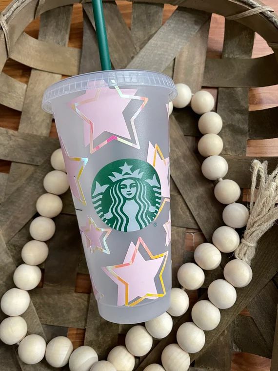 Holographic Starsstarbucks Cup  Star Coffee Cup Iced Coffee | Etsy | Etsy (US)