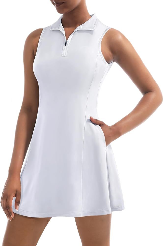 Tennis Dress for Women, Tennis Golf Dresses with Built in Shorts and Pockets for Sleeveless Worko... | Amazon (US)