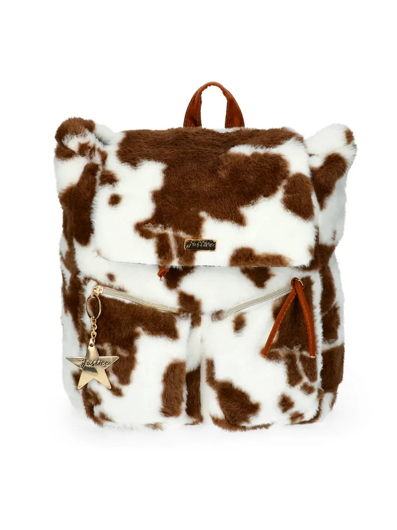 Justice Girls Cow Faux Fur Rucksack Backpack, Cow Print - Walmart.com | Walmart (US)