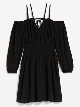 Waist-Defined Cold-Shoulder Cutout Smocked Mini Dress for Women | Old Navy (US)