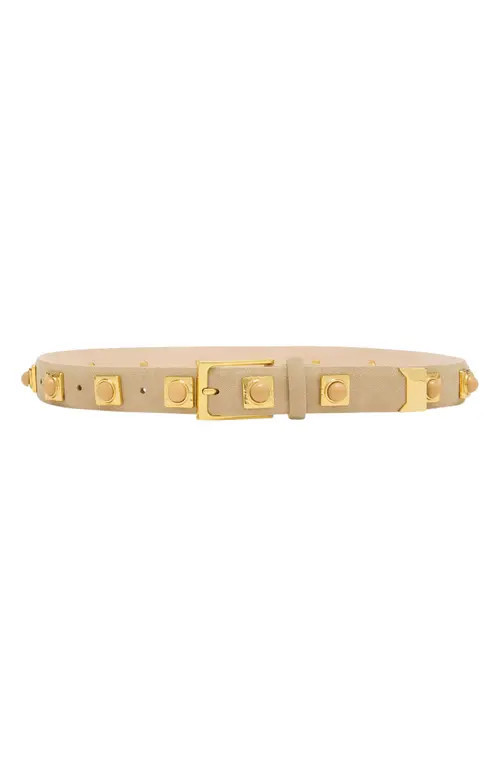 AUREUM No. 2 Stud Leather Belt in Oat/Gold at Nordstrom, Size Medium | Nordstrom