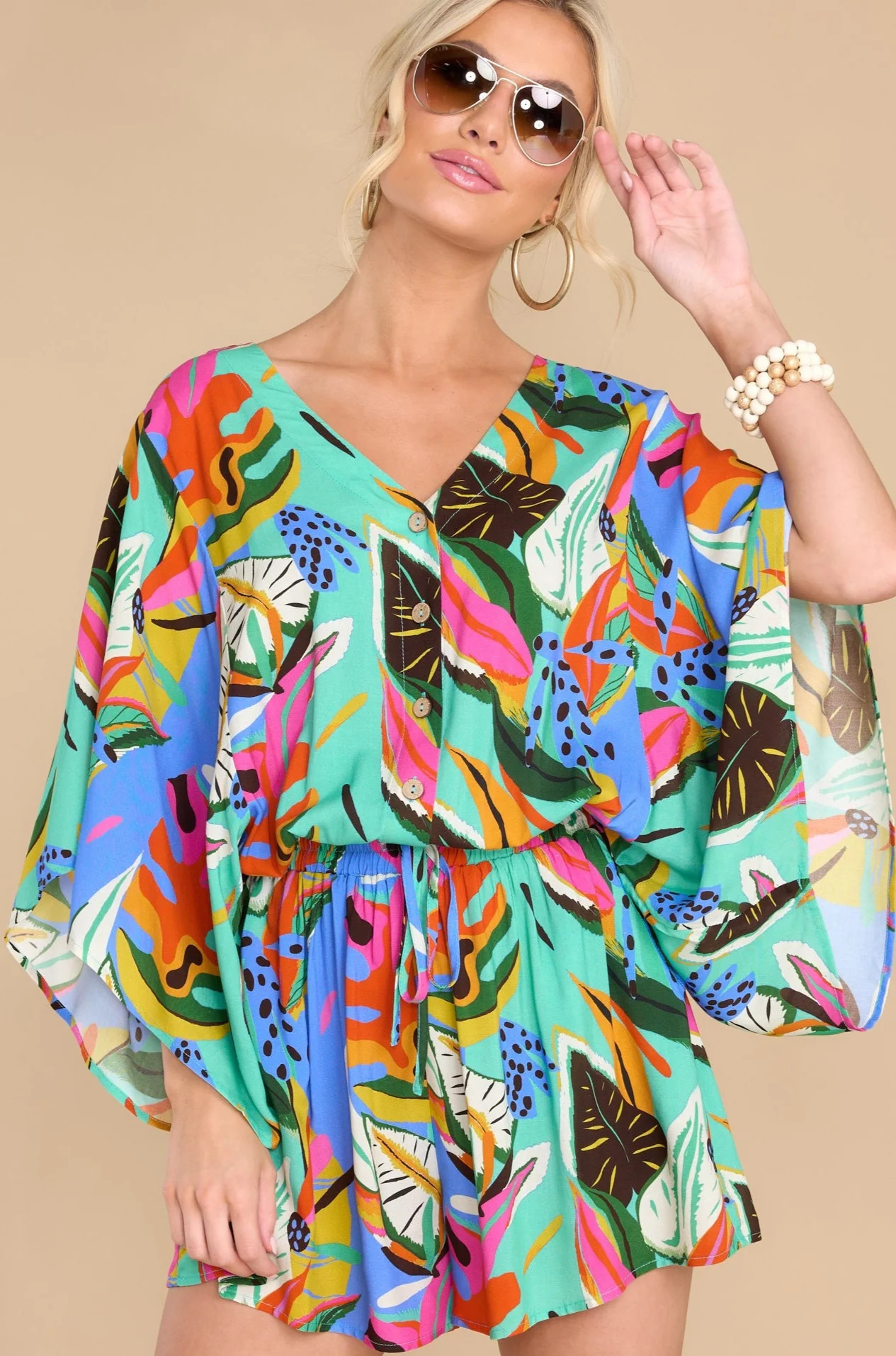 That Fresh Feeling Turquoise Multi Print Romper | Red Dress 