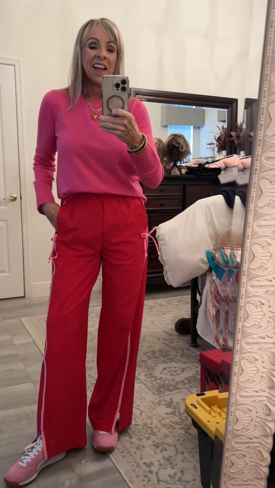 Athleisure but make it chic! Love these fun pants with cute bow detail. They also come in black with white trim. I’m wearing a small. 

#LTKOver40 #LTKActive #LTKFindsUnder50
