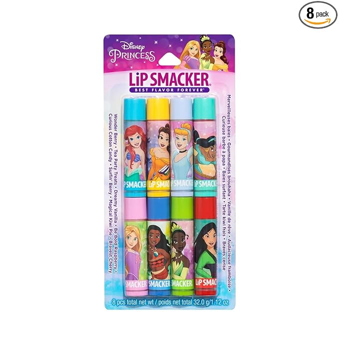 Lip Smacker Disney Princess Flavored Lip Balm Party Pack 8 Count, Clear, For Kids | Amazon (US)
