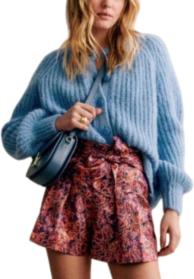 Bianstore Women's Casual Long Sleeve Crewneck Button Down Cardigan Sweater Knit Outwear | Amazon (US)