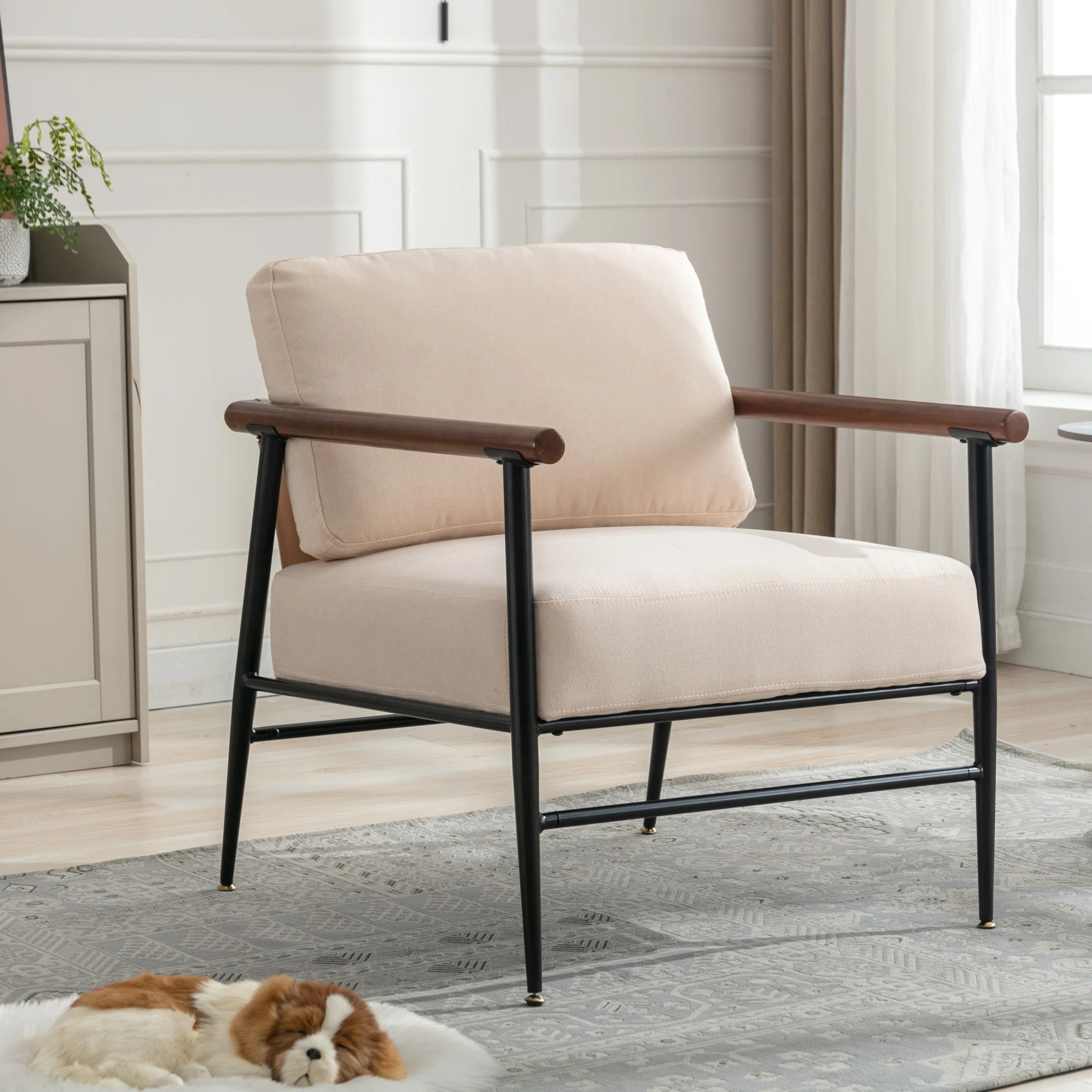 George Oliver Karlernst 27'' Wide Upholstered Wooden Armchair With Metal Legs & Reviews | Wayfair | Wayfair North America