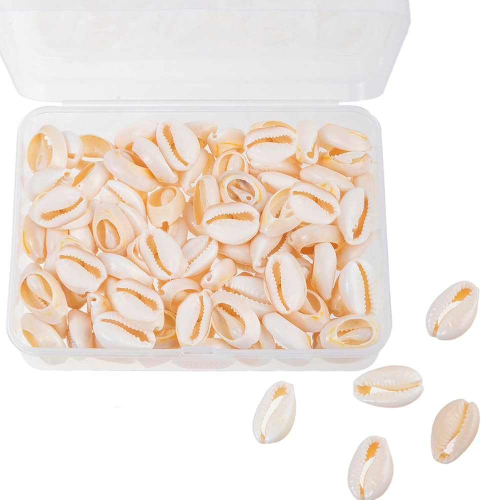 100Pcs Cowrie Shell Beads, White Natural Shell Bead for Jewelry Making, Summer Beach Seashells fo... | Amazon (US)