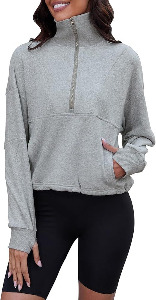 Taurus Womens Half Zip Cropped Sweatshirt Quarter Zip Pullover Women Long Sleeve Fall Hoodies wit... | Amazon (US)