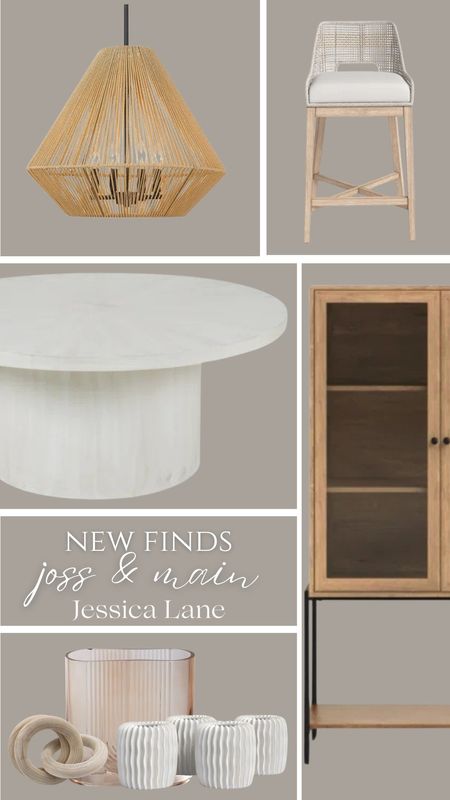 New furniture and home decor finds from Joss and Main.Modern organic Home, modern furniture, dining table, dining room hutch, woven pendant light, woven counter stool, bar stool, Joss and Main

#LTKstyletip #LTKsalealert #LTKhome